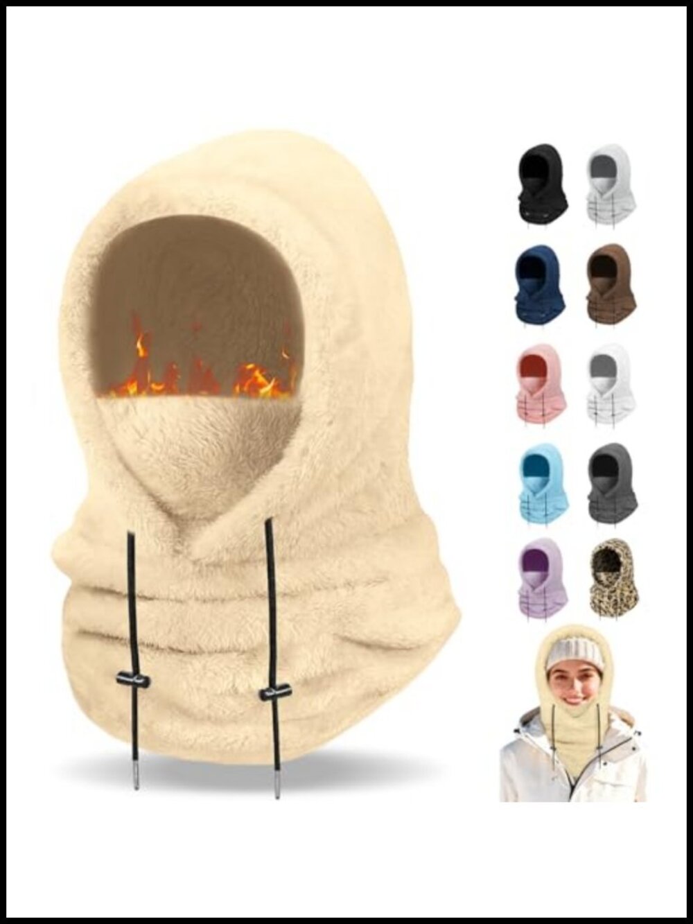 Winter Balaclava Ski Mask Windproof Fleece Warm Face Cover Hood